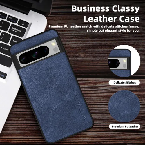 Vista 7 de X-level Funda protectora inalámbrica para Google Pixel 8 Pro, piel azul, ajuste delgado, con protección para lente de cámara