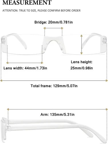 Vista 2 de VEVESMUNDO Gafas de lectura transparentes sin montura para hombres y mujeres, elegantes lectores estrechos