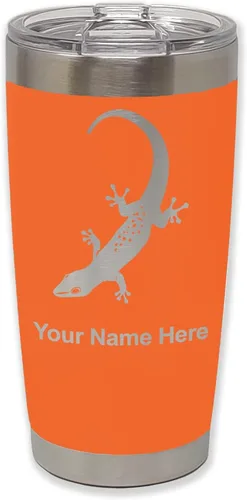 Vista 40 de LaserGram 20oz Vacuum Insulated Tumbler Mug, Gecko, Personalized Engraving Included (Black)