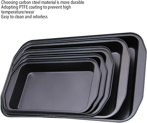 Vista 5 de Molde antiadherente de acero al carbono rectangular grande negro para hornear horno, 17 pulgadas