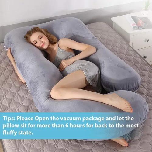 Vista 5 de BATTOP Almohada de embarazo para dormir, almohada de maternidad de cuerpo completo con funda extraíble lavable, soporte para espalda, caderas