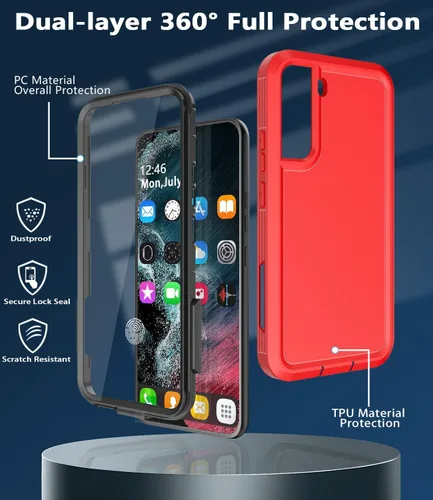 Vista 5 de Funda para Samsung Galaxy S22, [protector de pantalla integrado] [a prueba de golpes] [a prueba de caídas] Samsung S22, protección de grado militar