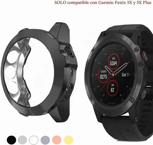 Vista 2 de Compatible con Garmin Fenix 5X y Garmin Fenix 5X Plus Watch Accessories Funda protectora TPU suave a prueba de golpes Resistente a los arañazos Negro