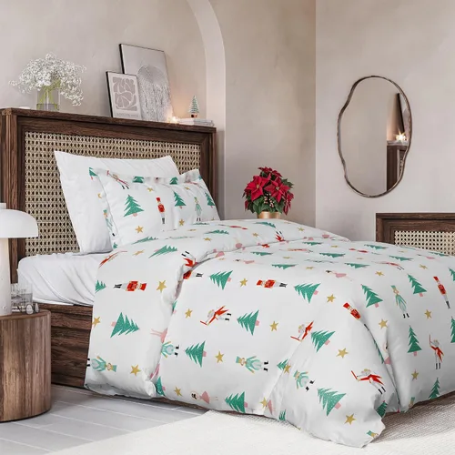Vista 29 de Juego de funda de edredón de Navidad tamaño individual, funda de edredón extra suave con 1 funda de almohada, ropa de cama navideña con cierres