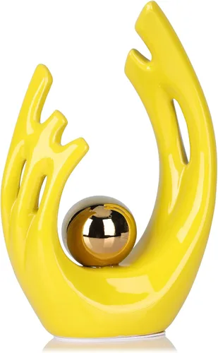 Vista 19 de LCCCK Decoración estética dorada de 9.5 pulgadas de alto, soporte de TV, centro de mesa funky, estatua y escultura de cerámica de arte abstracto