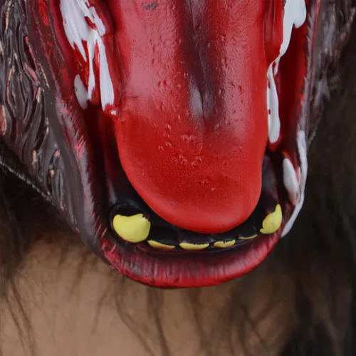 Vista 5 de FREE BEAUTY Máscara de lobo de Halloween, fiesta de cosplay, disfraz de hombre lobo, máscara de hombre lobo, máscara de látex aterrador, máscara