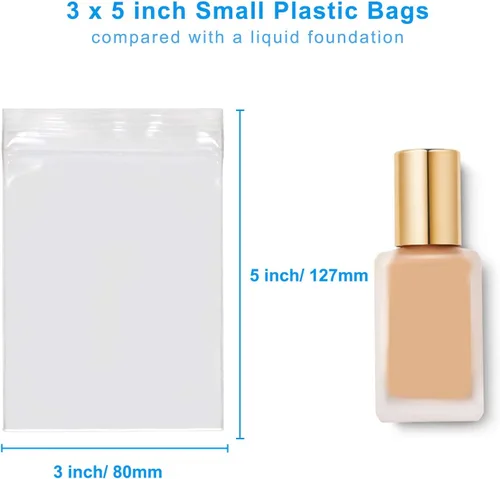 Vista 3 de Edvision Bolsas de plástico de 3 x 5 pulgadas, 200 bolsas de polietileno transparentes con cierre resellable de 2 mil para suministros de joyería