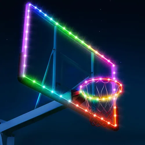 Vista 10 de Waybelive Luces LED para aro de baloncesto, luces con control remoto para borde de aro de baloncesto, 16 colores que puedes cambiar tú mismo