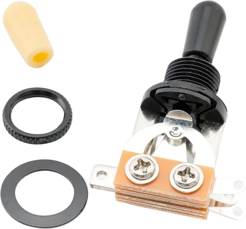 Vista 7 de Musiclily Basic Metric - Interruptor de palanca de guitarra recta corta de 3 vías para guitarra eléctrica estilo LP, parte superior negra con punta