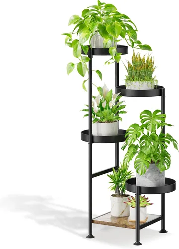 Vista 10 de Oppro - Soporte para plantas de interiores y exteriores, estante de metal de 3 niveles para macetas, soporte alto para múltiples plantas en esquina
