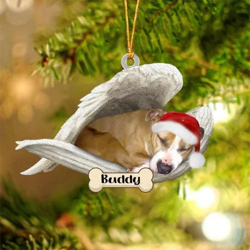 Vista 86 de Afghan Hounds - Adorno de Navidad con alas de ángel durmiente, recuerdo personalizado para perros 2024, adorno de forma acrílica, regalos