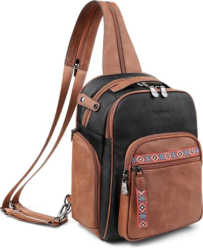 Vista 10 de FADEON Bolso bandolera grande para mujer, bolso cruzado de cuero de diseñador, mochila convertible, mochila antirrobo para viajes, 1 estilo retro 1