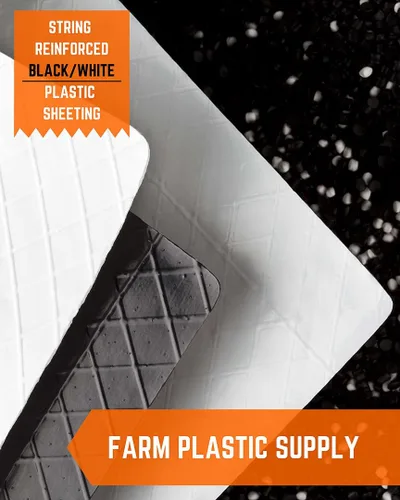 Vista 2 de Farm Plastic Supply - Cubierta de ensilaje reforzada con cuerda negra/blanca - 6 mil - (25' x 10') - Plástico de polietileno resistente