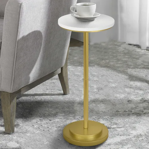 Vista 11 de COVLON Mesa de bebidas, mesa de Martini tallada, mesa auxiliar pequeña, mesa de pedestal con base pesada para sala de estar, dormitorio, espacio