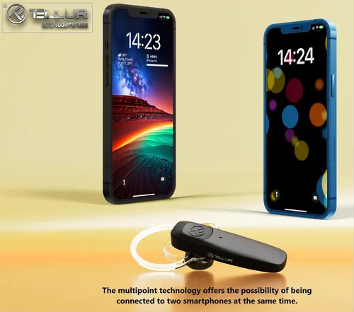 Vista 7 de TELLUR Auriculares Bluetooth VOX 155, auricular manos libres USB-C, multipunto dos dispositivos simultáneos, voz HD dos micrófonos para supresión