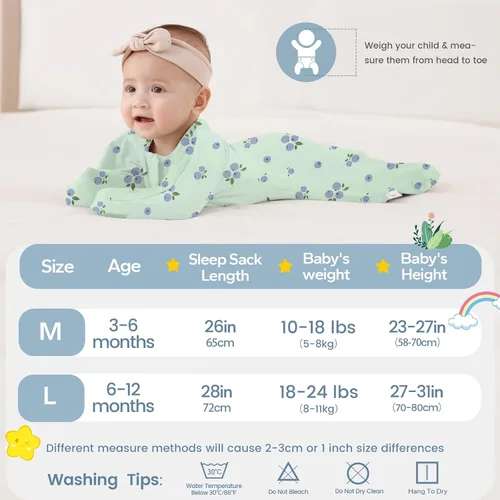 Vista 2 de ZIGJOY Saco de dormir para envolver de 3 a 6 meses, 0.5 tog manta para bebé Baya y púrpura