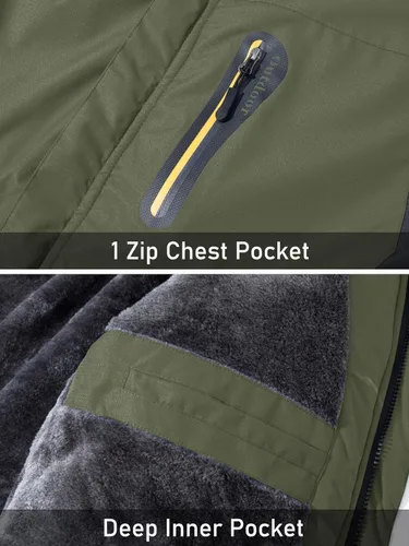 Vista 6 de MAGCOMSEN Men's Winter Coats Water Resistant Snow Ski Jacket Fleece Lined Parka 4 Pockets