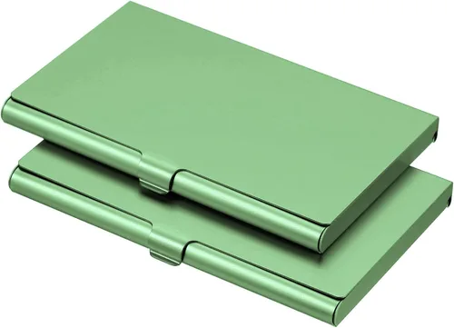 Vista 12 de PATIKIL Portatarjetas de visita, 2 piezas de aleación de aluminio, funda delgada para tarjetas de nombre para mujeres y hombres, color negro