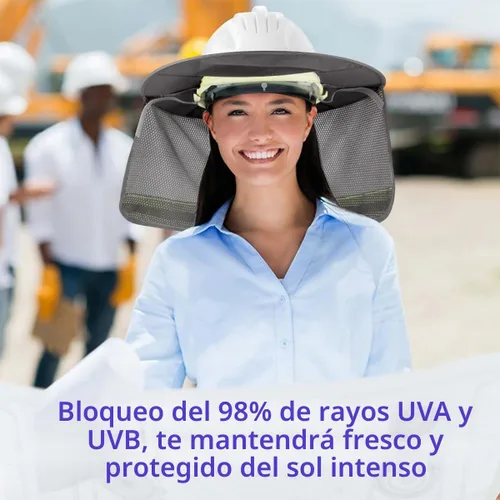 Vista 4 de Paquete de 2 protectores solares para casco duro, protector solar de malla de ala completa para cascos duros, alta visibilidad, reflectante