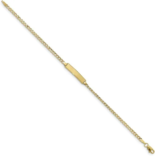 Vista 2 de Pulsera de identificación de eslabones cubanos de oro amarillo de 10 quilates con etiqueta de identificación grabable con cierre de mosquetón de 7