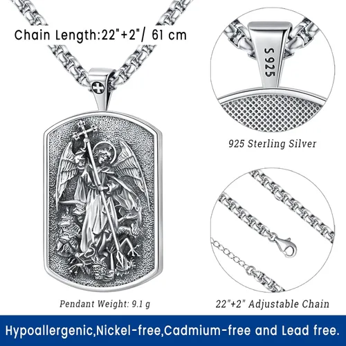 Vista 2 de Eusense San MiguelSan CristóbalSan BenitoSan JudaMedalla Milagrosa Virgen MaríaCrucifijo de JesúsSan JoséSan Antonio Collar con colgante