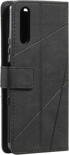 Vista 4 de Funda compatible con Sony Xperia 1 V, compatible con Sony Xperia 1 V 2023 XQDQ62/B XQ-DQ72 XQ-DQ14 Funda con tapa de piel sintética negra
