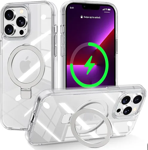Vista 125 de CHAOFEnG Funda magnética compatible con iPhone 11 con soporte, prueba de caídas de grado militar, compatible con imán, anillo translúcido, parte