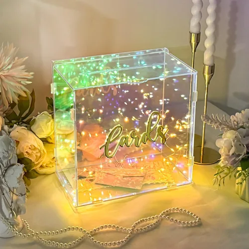 Vista 7 de OurWarm Caja de tarjetas de boda blanca de PVC con cerradura, caja de tarjeta de regalo para recepción de boda, caja de sobres de dinero de boda
