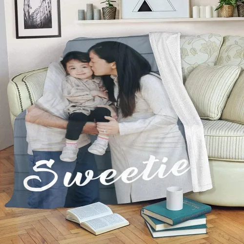 Vista 2 de Manta personalizada con foto, manta de franela suave universitaria, regalos personalizados para bebé, papá, mamá, abuela, abuelo, amigos, pareja, 1