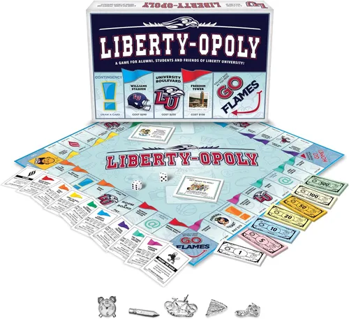 Vista 3 de Late for The Sky Liberty-Opoly - Juego de mesa familiar Liberty University, estilo Opoly, edades 8+, 2-6 jugadores, ex alumnos y regalo
