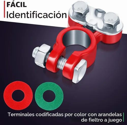 Vista 5 de Frienda 2 piezas de terminales de batería para coche, conectores de terminales de batería galvanizados, arandelas anticorrosión de poste superior