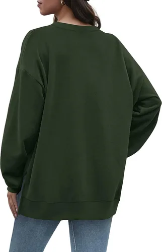 Vista 4 de Dofaoo Sudadera para mujer, cuello redondo, manga larga, casual, túnica para llevar con leggings