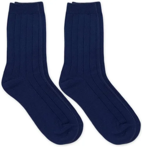 Vista 3 de Jefferies Socks Paquete de dos pares de calcetines de rayón derivado del bambú para uniforme escolar para niños con corte a rayas Negro