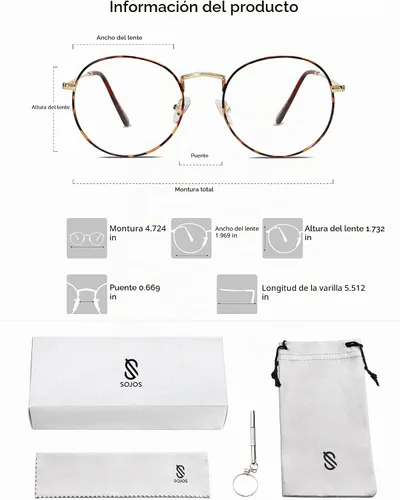 Vista 6 de SOJOS Blue Light Blocking Computer Glasses Round Eyewear Anti Blue Light Lens Preppy Chic SJ5024B