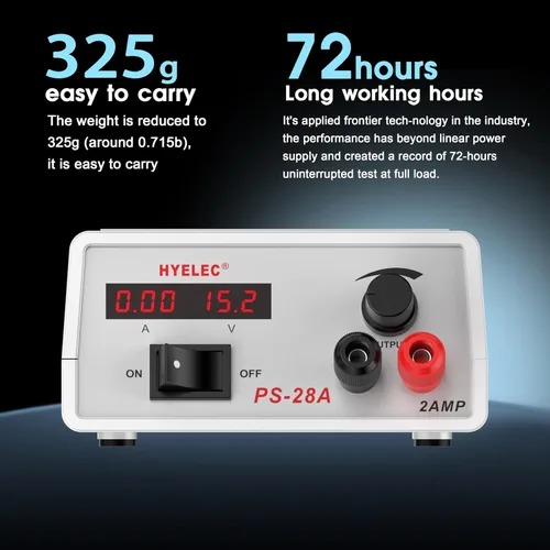 Vista 3 de Fuente de alimentación de CC ajustable, ajustable continuamente 1.5V-15V Max 2A, fuente de alimentación de banco variable regulada con pantalla LED