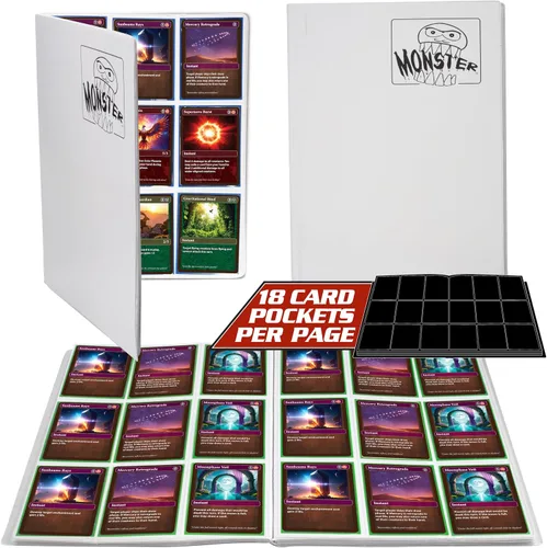 Vista 14 de Monster Binder - Álbum de tarjeta coleccionables, 9 bolsillos para tarjetas, retiene 360 de Yugioh, Magic, y Pokémon, Blanco mate