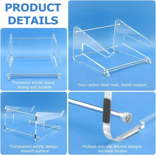 Vista 8 de Bibabala Soporte para laptop, soporte acrílico para computadora de escritorio, elevador ergonómico para computadora, soporte grueso transparente