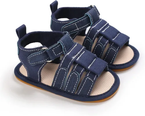Vista 4 de myppgg Sandalias de verano antideslizantes de suela suave para bebés y niños y niñas, zapatos de cuna de algodón para niños pequeños primeros
