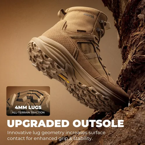 Vista 7 de NORTIV 8 Botas de combate tácticas ligeras para hombre Coyote