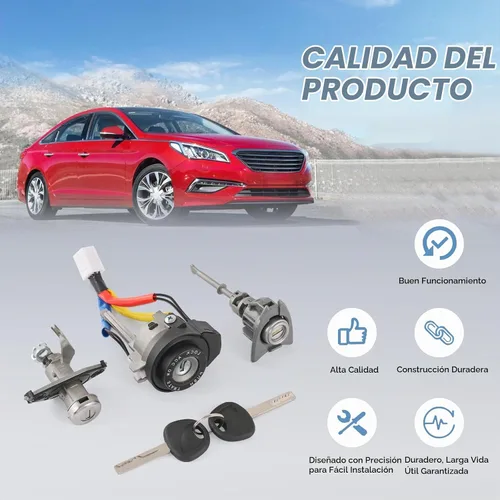 Vista 5 de Juego de cilindros de bloqueo completo con llave compatible con Hyundai Sonata 2009-2014 Ignition Switch Lock Cylinder and Door Lock Cylinder