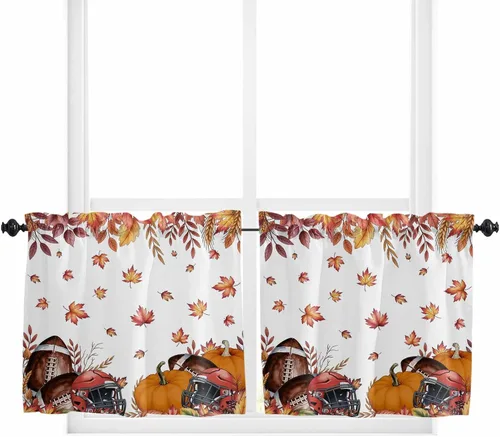 Vista 61 de Cenefas de Navidad de invierno para ventanas, cortinas de cocina con bolsillo para barra, cortinas con aislamiento térmico para ventana de baño