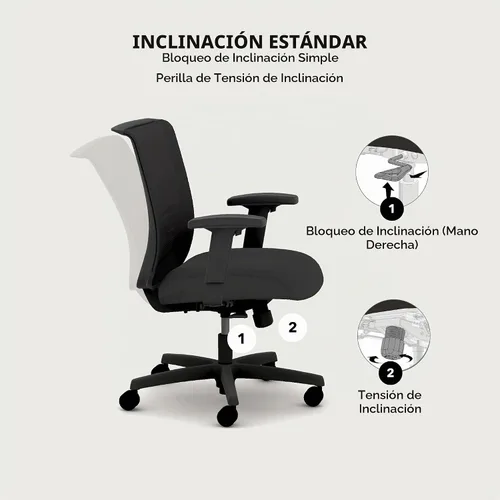 Vista 4 de HON Convergence - Silla de oficina ergonómica con respaldo de malla, brazos ajustables, soporte lumbar, silla de escritorio con inclinación