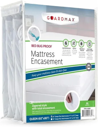 Vista 99 de Protector de colchón Guardmax con cremallera funda contra insectos para cama 100% impermeable suave, hipoalergénico y transpirable