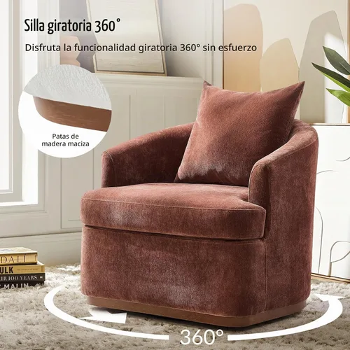Vista 3 de HULALA HOME Silla giratoria moderna con base de madera maciza, óxido Herrumbre