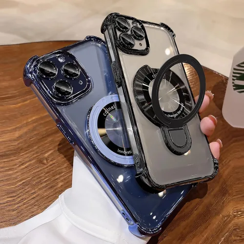 Vista 5 de Funda para iPhone 11 Pro con soporte de anillo magnético, [compatible con MagSafe] Cuatro esquinas a prueba de golpes