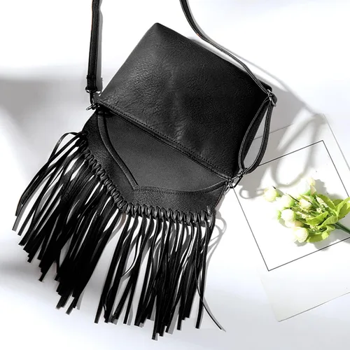 Vista 3 de Lytosmoo Vintage Fringe Purse Fringe Hobo Bags for Women Vegan Leather Tassel Hippie Crossbody Bag