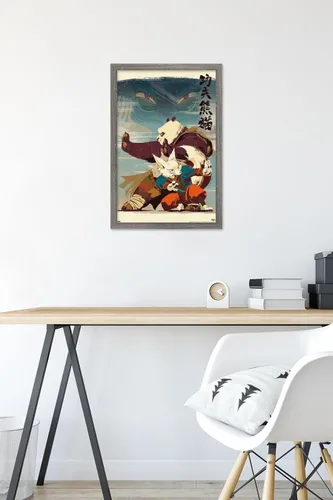 Vista 6 de Trends International Kung Fu Panda 4 - Póster de pared con postura, 22.4 pulgadas de largo x 14.7 pulgadas, versión enmarcada en madera de granero