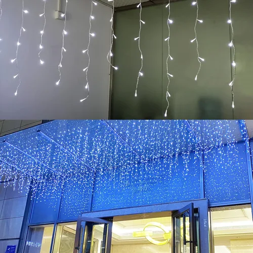 Vista 7 de GTSYDING - Luces LED de carámbano, 13 pies, 96 luces LED, 8 modos, cortina de ventana extensible, hada, Navidad, techo, colgante, luz parpadeante