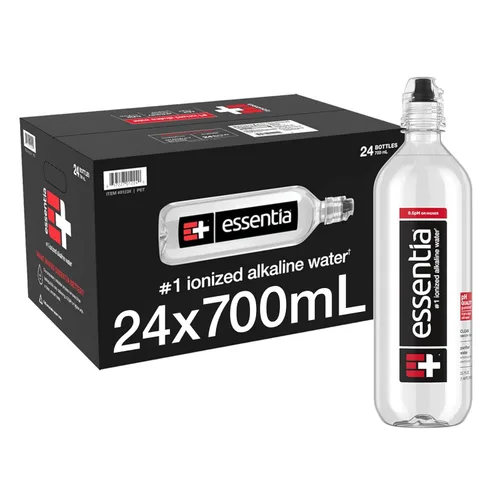Vista 10 de Essentia Agua embotellada, tapón deportivo de 700 ml, agua alcalina ionizada; 99,9% pura, infundida con electrolitos, pH 9,5 o superior con un sabor