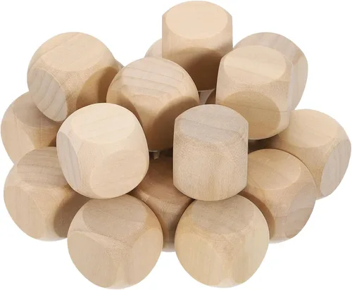 Vista 8 de uxcell 20 dados de madera en blanco, 1.97 pulgadas, cubo de madera sin terminar esquinas redondeadas, bloque cuadrado para proyectos de manualidades